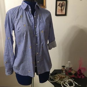 Blue pineapple button up